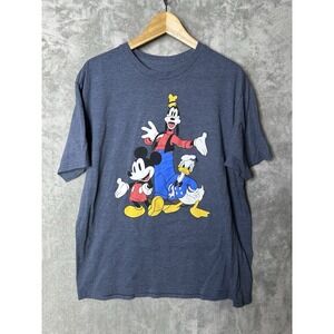 Disney Shirt Mens Extra Large Trio Mickey Donald Goofy Navy Heather
